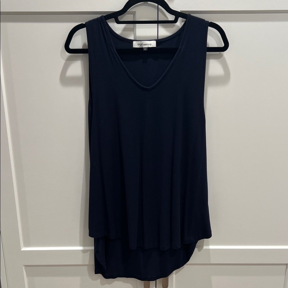 Elegant Navy Sleeveless Maternity Top
